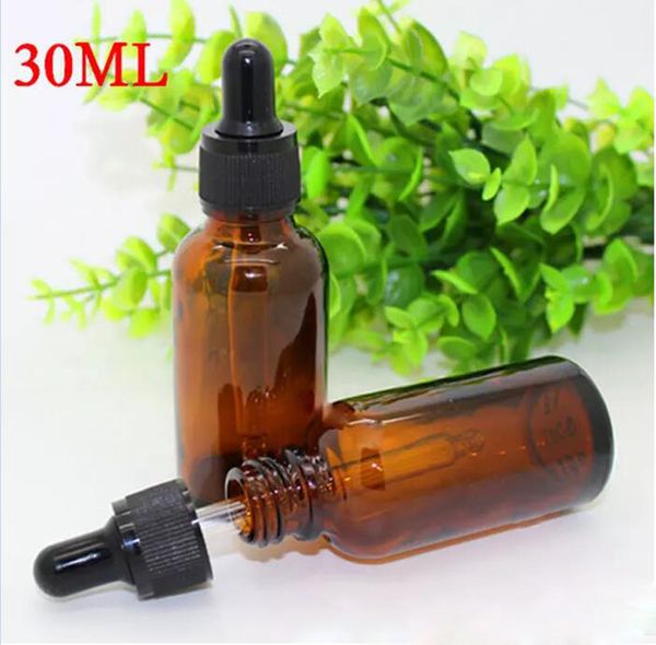 

30ml e-liquid amber glass dropper bottles with childproof dropper cap 1oz essential oil glass dropper bottles for sale