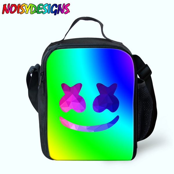 

холст обед сумка marshmello печати модные портативный изолированные тепловой пикник messenger сумки женщины кулер обед сумка для детей, Blue;pink