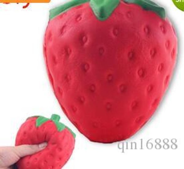 

wholesale 12cm big colossal strawberry squishy jumbo simulation fruit kawaii artificial slow rising squishies queeze toys bag phone charm