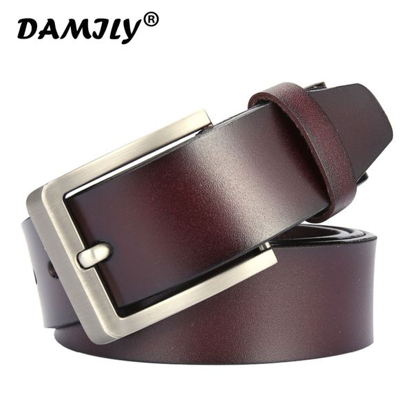 

men's cow genuine leather belts for men new arrival male pin buckle strap vintage casual jeans belt, Black;brown