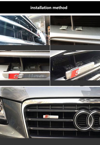 S Line Sline Rejilla delantera Emblema Insignia Pegatina Plástico cromado ABS - Soporte de rejilla delantera para Audi S3 S4 S5 S6 S8 A1 A3 A4 A5 A6 A7