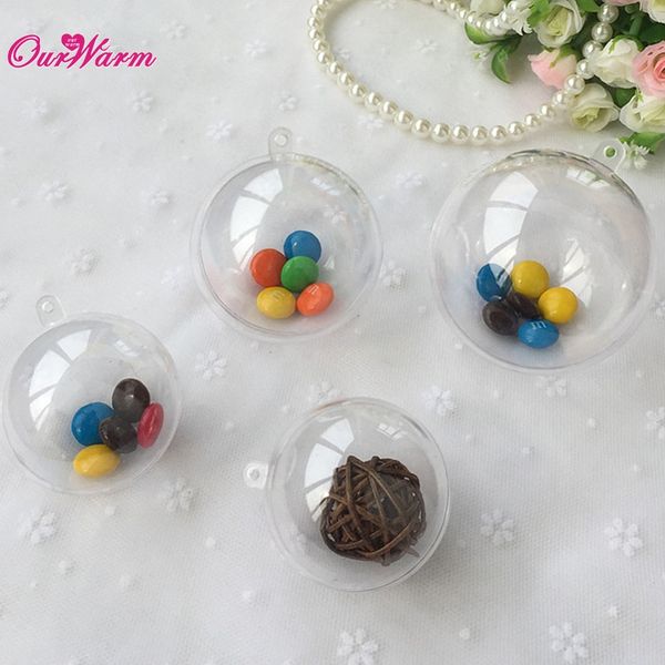 

100pcs 40mm plastic ball chocolate box wedding gift boxes bags transparent acrylic party wedding tree decoration supplies