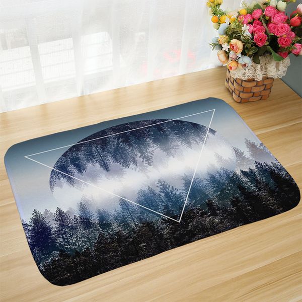 

alphabet forest triangle pattern bath mat kitchen bathroom floor door mat super absorbent non-slip rugs soft flannel bath mats