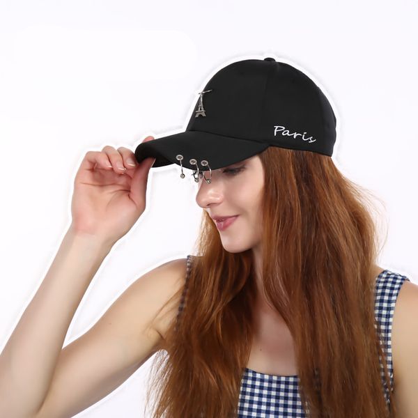 

casual hat embroidered baseball cap men's and women's hat eiffel towe, Blue;gray