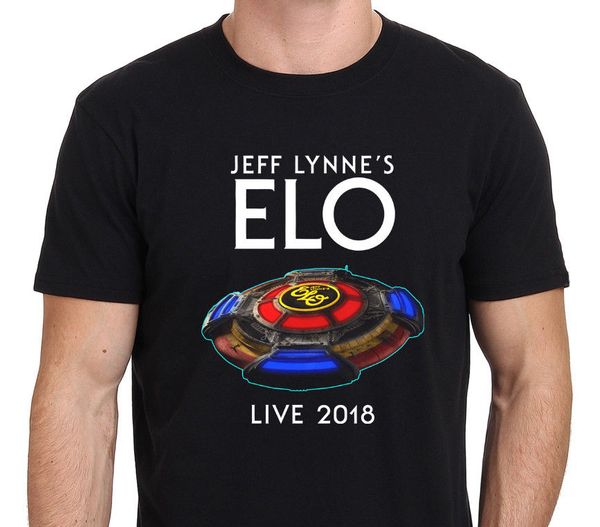 

Jeff Lynne Ft ELO Tour Mens Cotton T-Shirt Mens Print Hip Hop Black Printed T Shirt