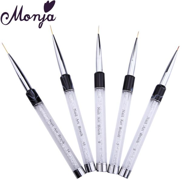 

5size nail art rhinestone liner painting brush french acrylic gel polish 3d line leaves flower grid detail image diy drawing pen, Yellow