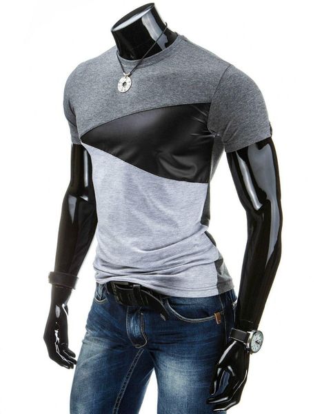 

2018 this is me summer men t shirt casual patchwork leather cotton tee shirt men short sleeve slim fit t-shirt men o-neck tees, White;black
