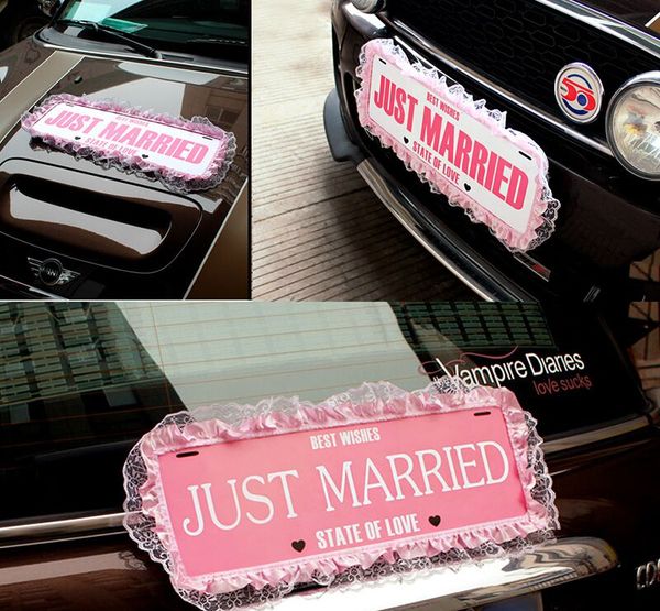 Just Married Lace Garland Banner Wedding Car Hangtag Sign Photo