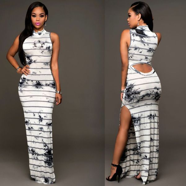 

europe and the united states 2018 summer new slim slim striped stripes paint spray dress dress, White;black