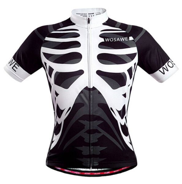 

men skeleton bone cycling jersey mountain road bike bicycle sportswear ciclismo short sleeve cycle wear clothing, Black;red