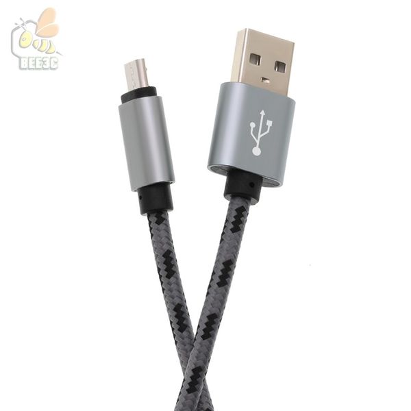 Samsung Xiaomi 1m 3 ft 2m 6 ft 3m 10 ft 300pcs için veri Mikro USB şarj kablosu Ultra Dayanıklı Naylon Örgülü Tel Metal Fiş Veri Eşitleme