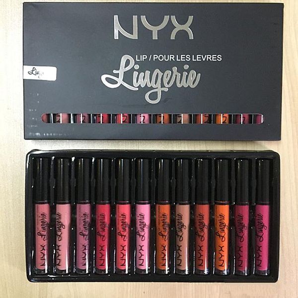 Acheter Hot Nyx Kit Nyx Ling Lingerie Nyx Lèvre Lingerie Liquide Rouge à Lèvres Mat Rouge à Lèvres Rouge à Lèvres 12 Couleurs Charme Longue Durée