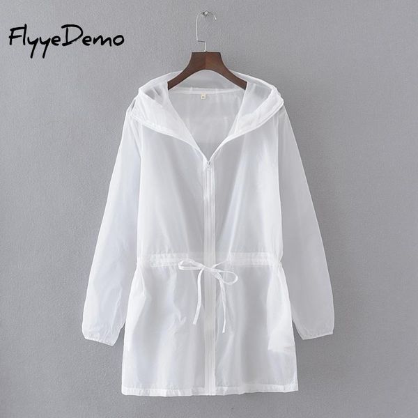 

summer thin white hooded sunproof cardigan beach blouse sunscreen see through basic jacket coat women girl bigger oversize, Black;brown