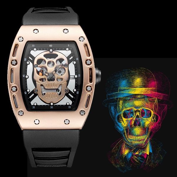 

aaa luxury mens watches relogio feminino Ghost head mens watches Death squad pattern top luxury brand fashion Designer silicone belts clock