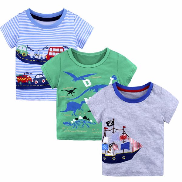 

16 styles summer baby boys t shirts 2018 new fashion cartoon animal patterns printed striped tees kids boutique clothing tees sh, Blue
