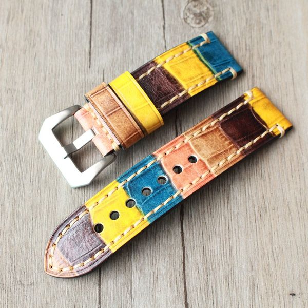 

For PAM 20MM 22MM 23MM 24MM new marine strap men's high quality calfskin strap, fashion design stitching leather strap