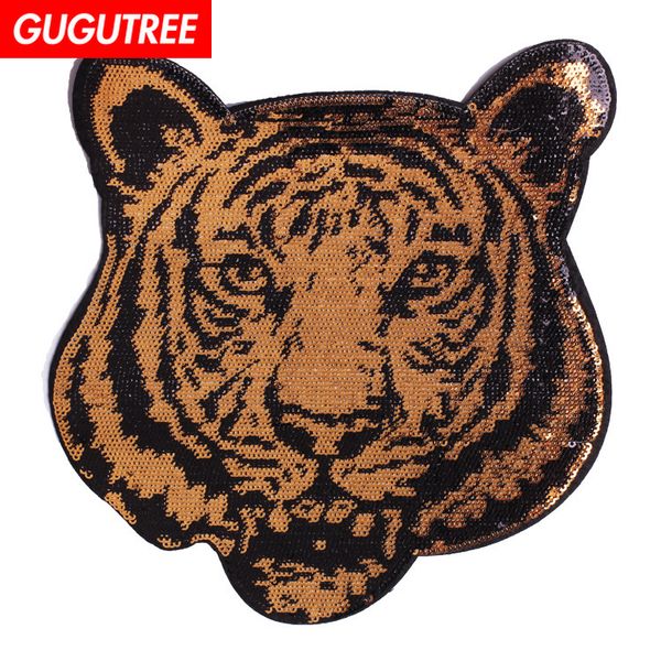 

gugutree вышивка блестками большие тигровые нашивки мультипликационные нашивки значки аппликация заплатки для одежды bp-7, Black