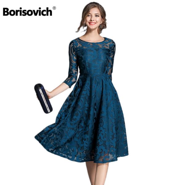 

borisovich new 2018 spring fashion england style luxury eleslim ladies party dress women casual lace dresses vestidos m107, White;black