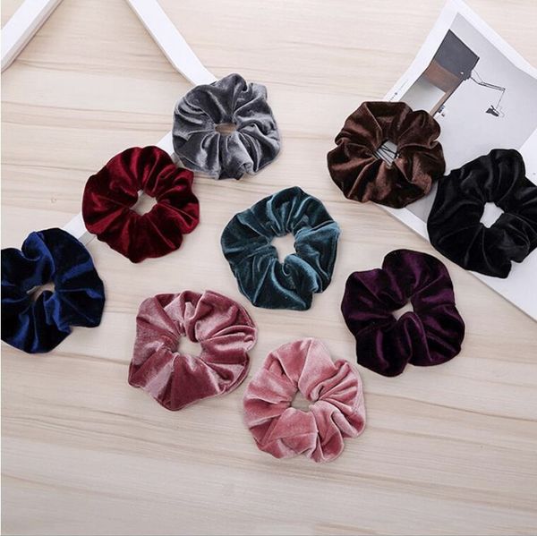 

velvet hair scrunchies girl women's big winter tie accessories ponytail holder scrunchy hair bands basic hair loop headwear fj3350, Slivery;white
