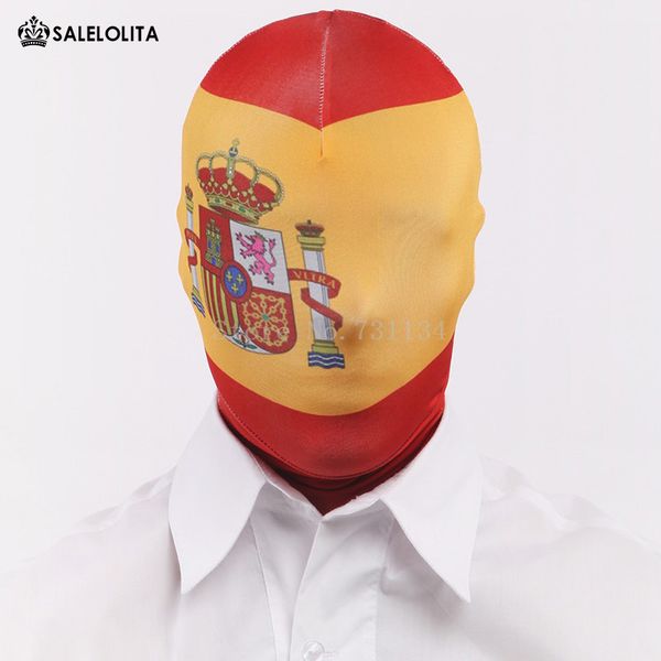 

festival carnivale cosplay flag hood multi color flag lycra spandex hoods, Black