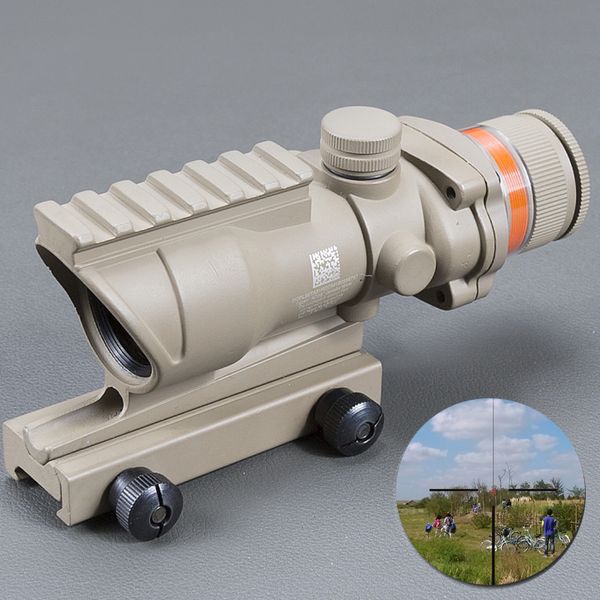 

Trijicon ACOG Tan Color Tactical Style 4x32 Rifle Scope Red Dot Red Optical Fiber 20mm RaiL