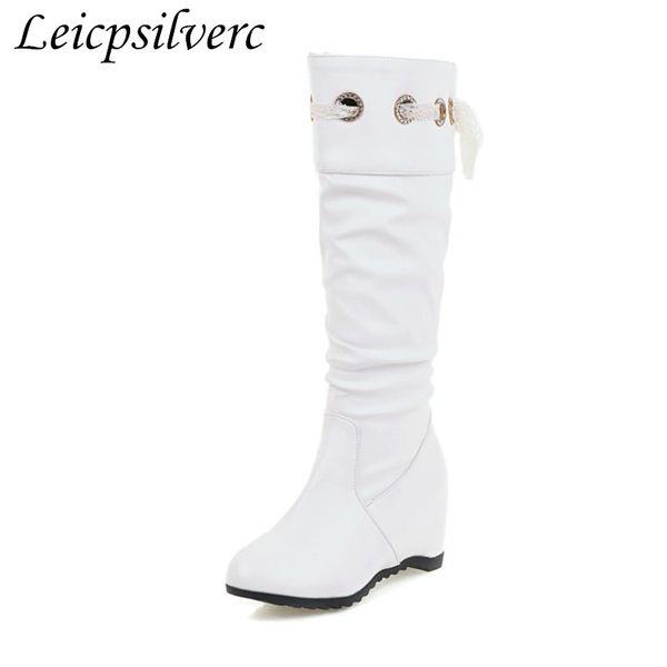 

promotional products winter fashion popular pu high boots tassels young women women's shoes warm women's boots plus size, Black