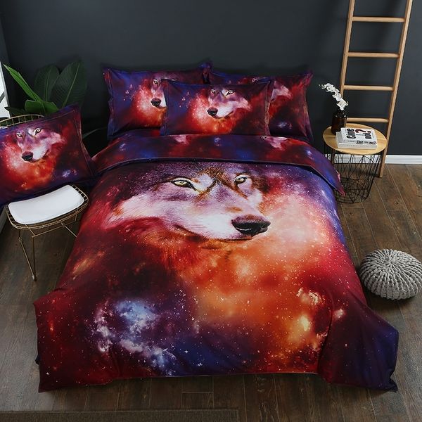 Wolf 3d Bedding Set Of Duvet Cover Bed Sheet Pillowcases Size King