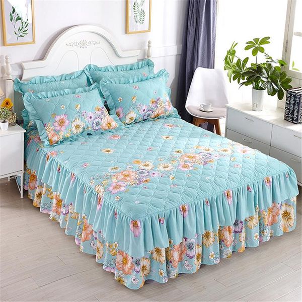 

150*200cm cotton bed cover thickened lace bed skirt spread funda nordica cama 150 fast shipping