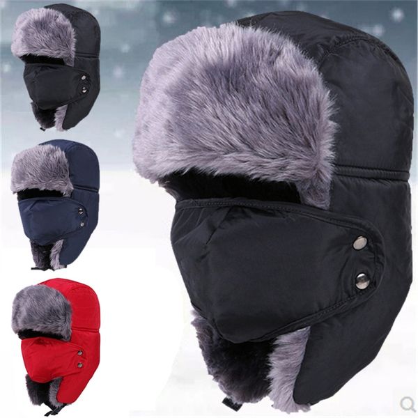 

mountaining climbing winter fur hats windproof thick warm winter snow women cap face mask keep warm hat1, Black;white
