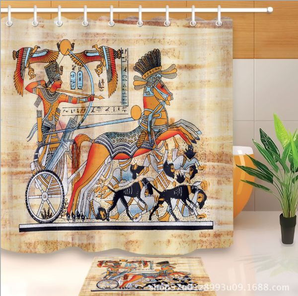 

3d retro pharaoh print bath shower curtains modern shower curtain for bathroom decor with 12 hooks floor mats sets