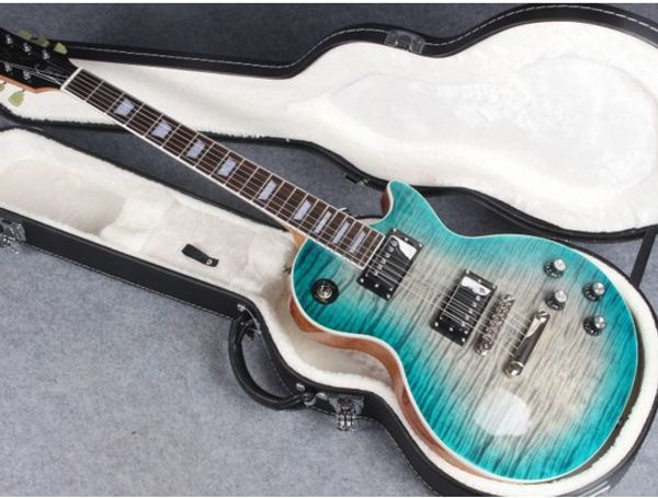 

Super deluxe cu tom electric guitar marine bur t with flame maple hipping