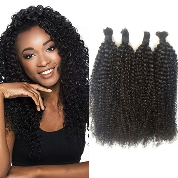 Human Hair Bulk Kinky Curly Burmese Hair For Braiding 4 Bundles