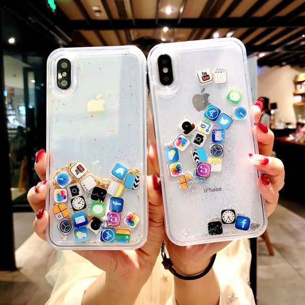 

YunRT Зыбучие пески Capinha для iPhone 7 7Plus 8 8Plus 6 6s 6Plus Динамическая жидкость Жесткий ПК чех