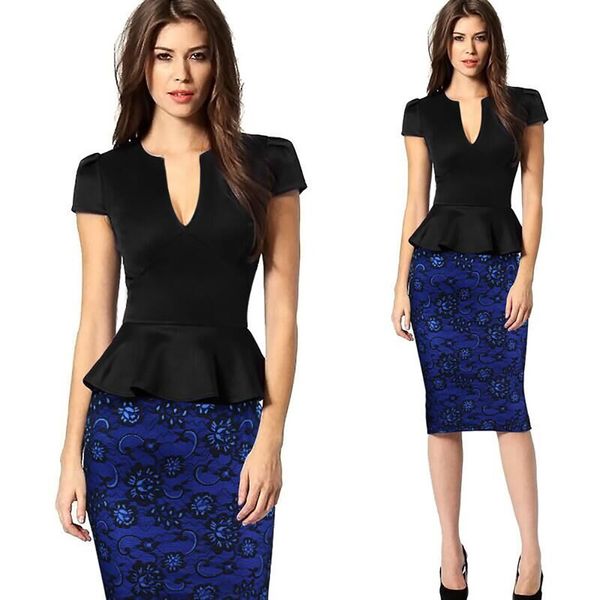 

2018 новое прибытие v-образным вырезом черный лоскутное синий кружева каскадные рябить повседневная одежда для работы с коротким рукавом bod, White