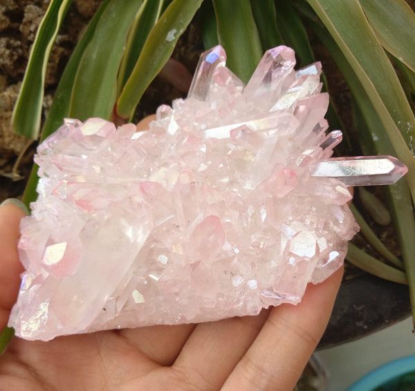 

Горячие продажи натуральный розовый ангел кристалл кластер здоровья полный энер