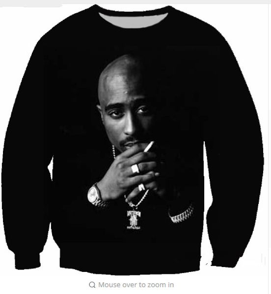 

fashion men/women rock singer 2pac tupac shakur funny 3d printed sweatshirt summe style fashion casual sweatshirt s-xxxxl b59, Black