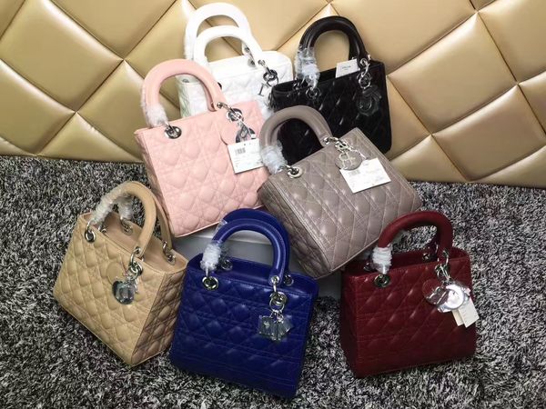 

2019 Luxury Quality Brand design Lady Plaid Messenger Bag Genuine Patent leather 5 Plaid Handbag Lambskin with Charms Miss Chain Bag