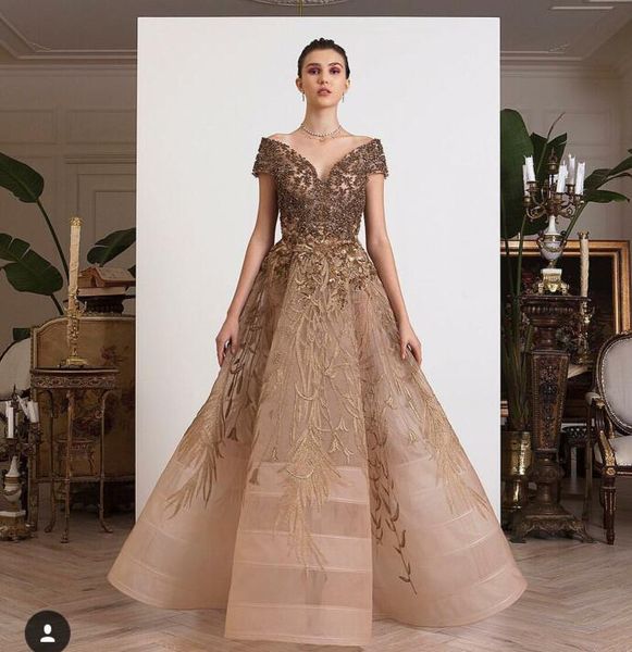 

evening dress yousef aljasmi zuhair murad v-neck organza ball gown beads short sleeve long dress embroidery prom dresses party dresses, Red