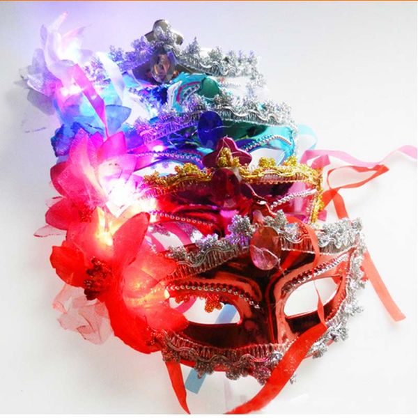

multicolor lighting led flashing queen venetian costume masquerade flower masks party