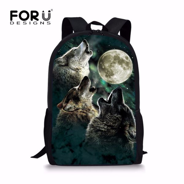 

forudesigns cool 3d wolf backpack for school children harness primary kids dinosaur bagpack bookbags polyester fabric