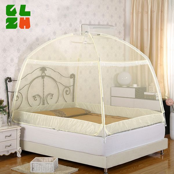 

fulizi three-door mongolian yurt mosquito net 100% polyester zipper circular home mesh fabric universal folded mosquito net