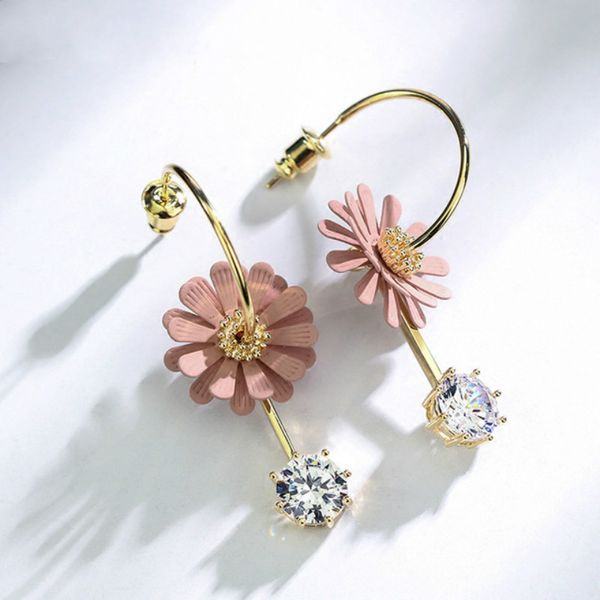 

liumeng classic plant women dangle earrings sweet little daisy flower long tassel earrings for drops wedding, Silver