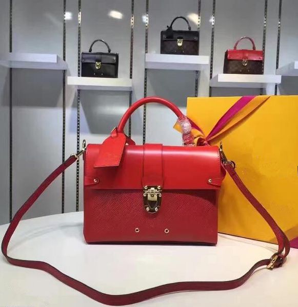 

2018 new fashion designer women shopping bag handle tags genuine leather 43125