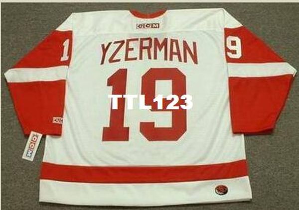 

mens #19 steve yzerman detroit red wings 2002 ccm retro home hockey jersey or custom any name or number retro jersey, Black;red