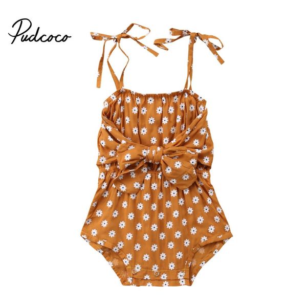

newborn baby girl strap bowknot floral jumper summer infant sleeveless bodysuit playsuit sunsuit, Blue