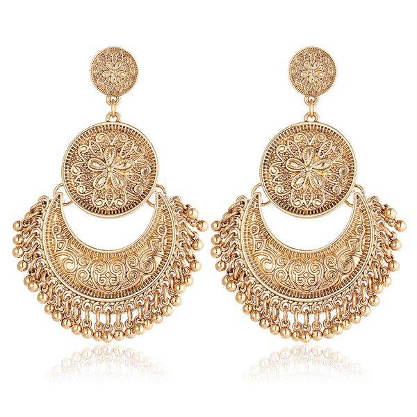 

new boho style fashion vintage silver gold beads tassel earring for women vintage retro statement drop earrings party dress gifts hz