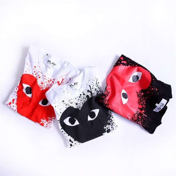 

designer t shirt mens new fashion brand plays games red heart men lovers printed t shirt hip-hop solid short sleeve women, White;black