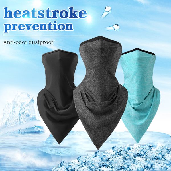 

new ice fabric bicycle cap anti-uv sunshade bike face mask headwear cycling bandana face mask fishing sports hat scarf, Black