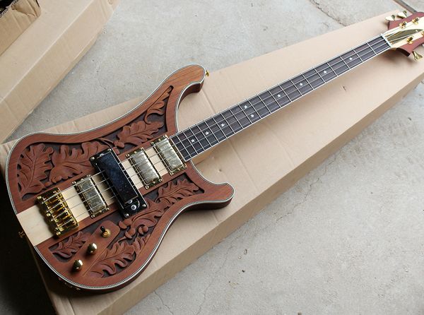 

4 tring electric ba guitar with engraving pattern ro ewood fretboard gold hardware white binding offering cu tomized ervice