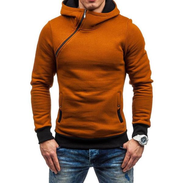 

high grade men hoodies 2018 brand fashion oblique zipper patch color hoodies sweatshirts men plus size coat black